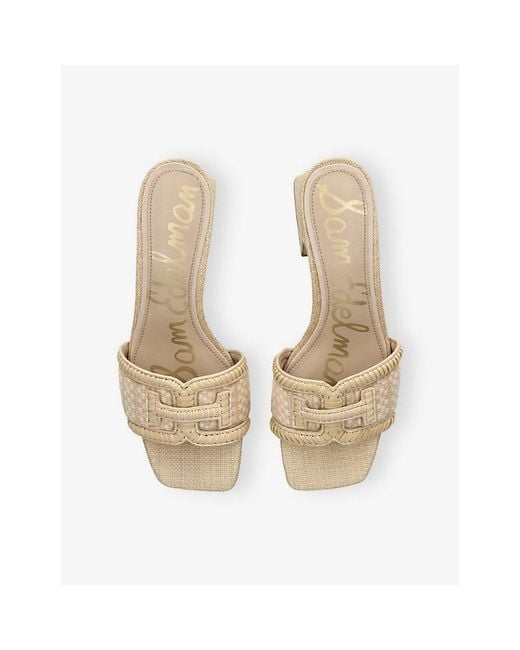 Sam Edelman Natural Waylon Playa Woven Heeled Mules