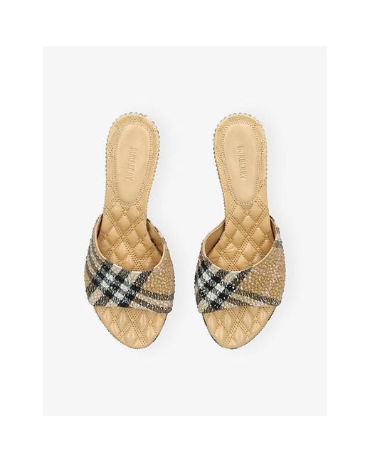 Burberry Metallic Rhinestone 45 Check Sloane Mules