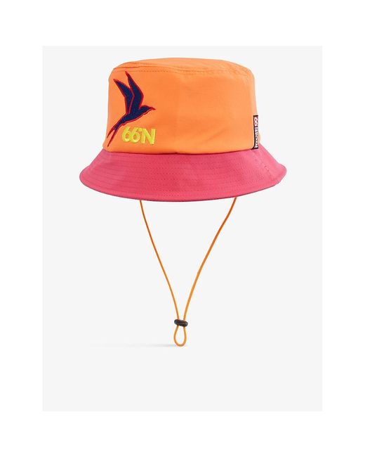 66 North Pink Exclusive Unisex Kria Brand-embroide Shell Bucket Hat