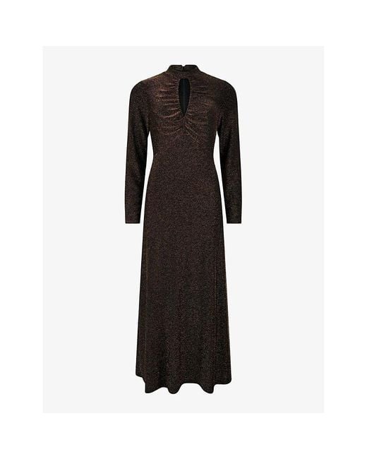 Ro&zo Women's Black Zara Keyhole-Front Sparkle Stretch-Jersey Maxi Dress