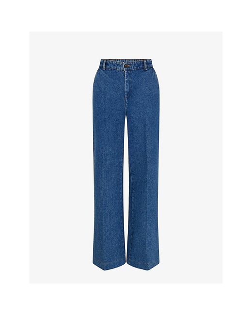 Soeur Blue California Wide Flared-Leg High-Rise Jeans
