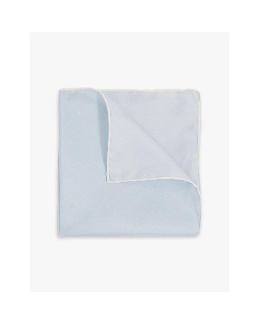 Reiss Blue Liam Polka-Dot Silk Pocket Square for men