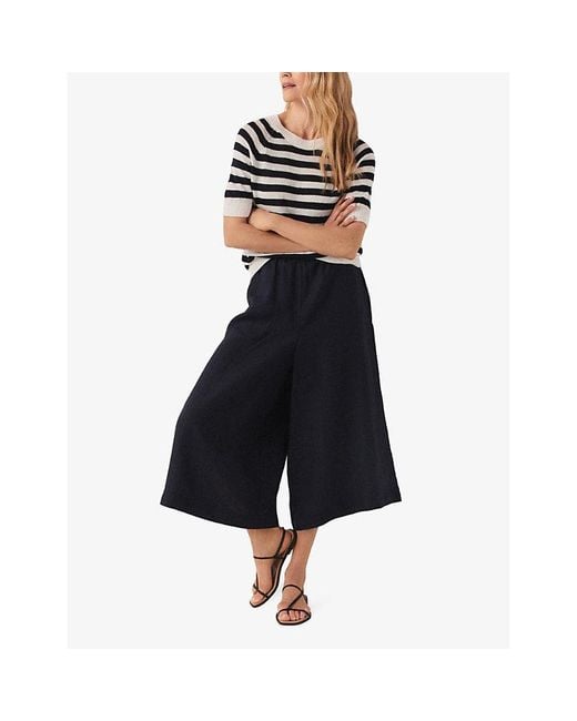 The White Company Blue Vy Wide-leg High-rise Linen Culottes