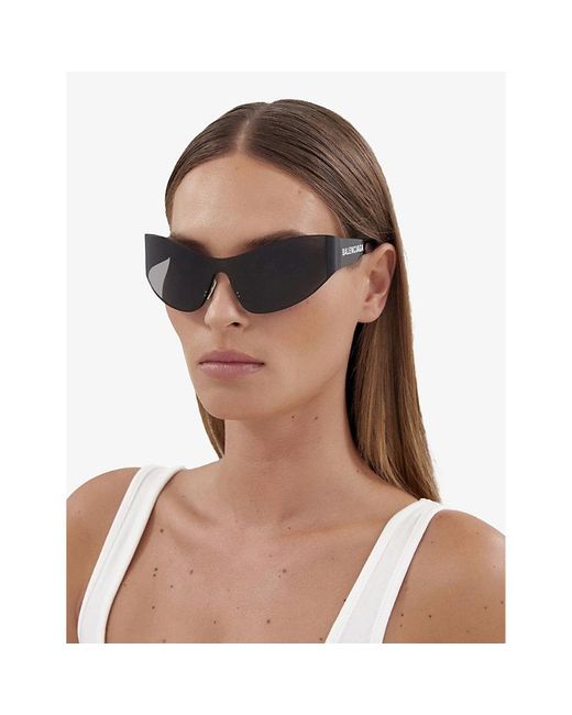 Balenciaga Gray Bb0257S Shield-Frame Acetate Sunglasses