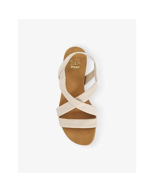 Dune Natural Landies Comfort-Strap Flat Leather Sandals