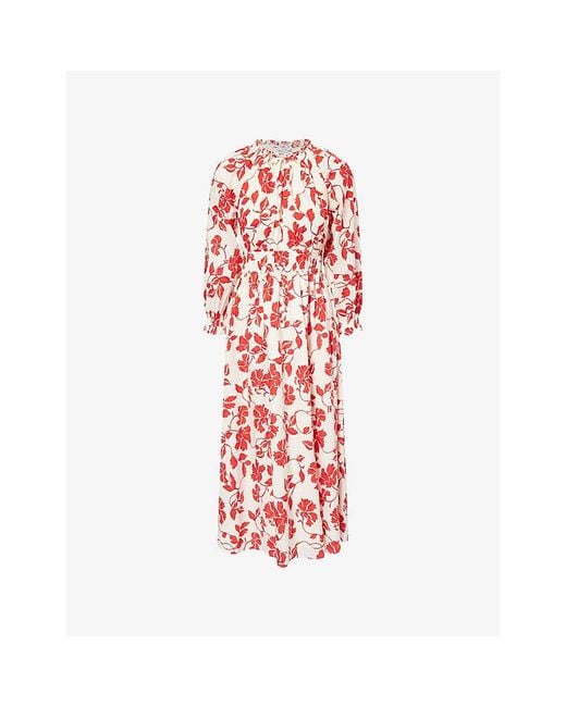 Rails Red Matia Floral-Print Cotton Midi Dress