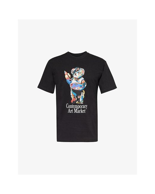 Market Black Art Bear Graphic-print Cotton-jersey T-shirt for men