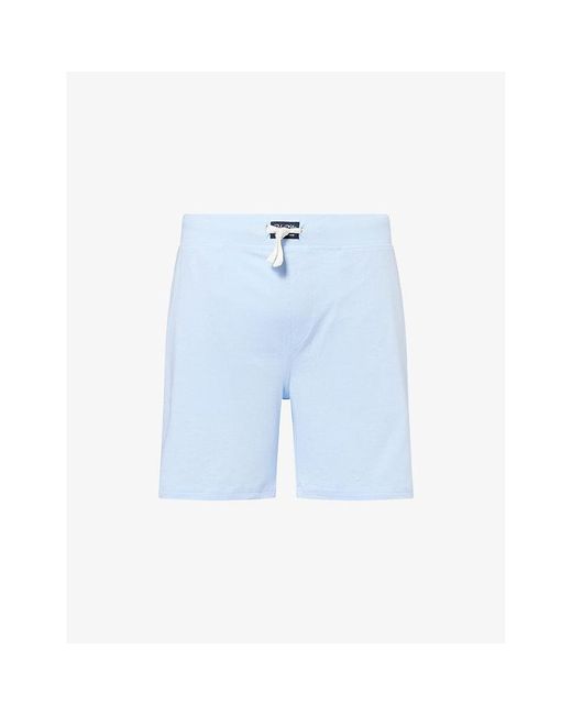 Polo Ralph Lauren Blue Drawstring Two-Slip-Pockets Stretch-Woven Pyjama Shorts for men