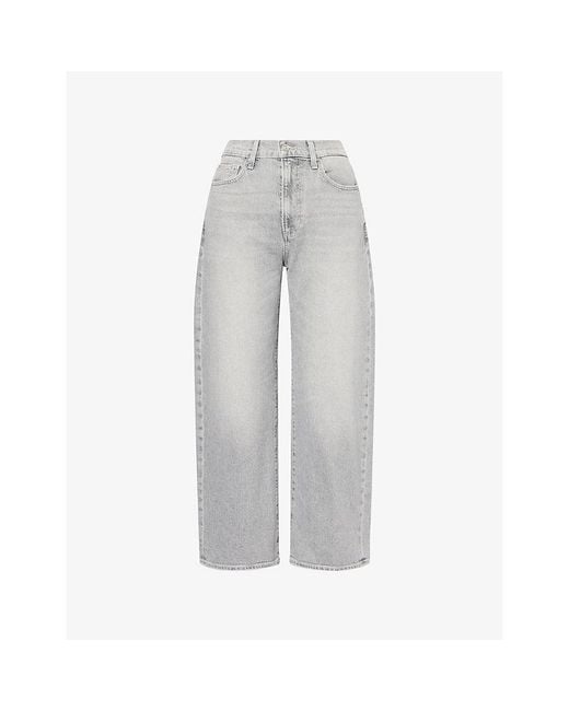 PAIGE Gray Arellia Ankle Barrel-Leg Stretch-Denim Jeans