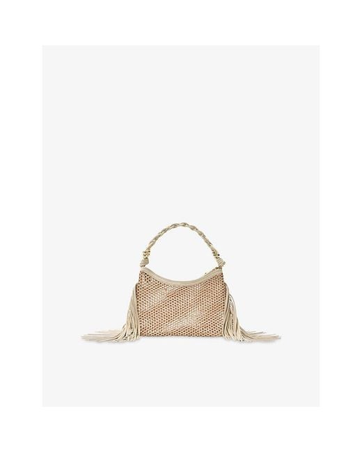 Maje Natural Fringed Hobo Net Bag