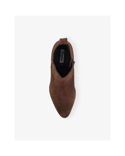 Dune Brown Parlure Suede Heeled Ankle Boots