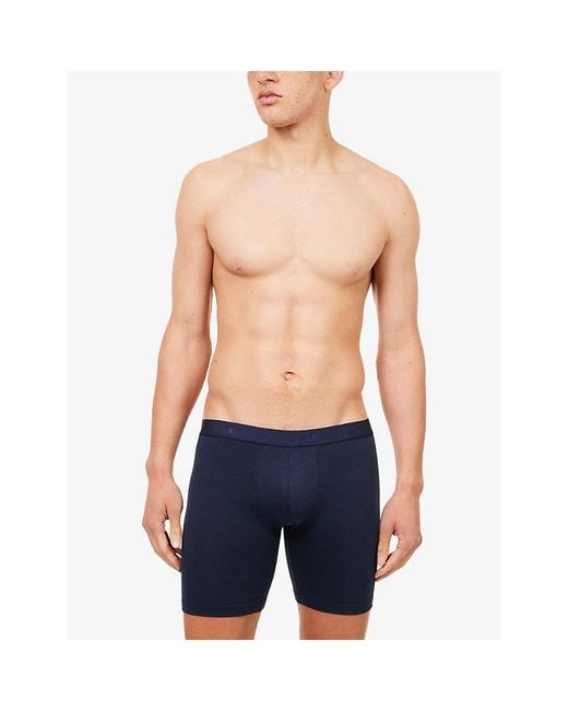 Falke Blue Daily Comfort Long-Leg Pack Of Two Stretch-Cotton Boxer Briefs for men