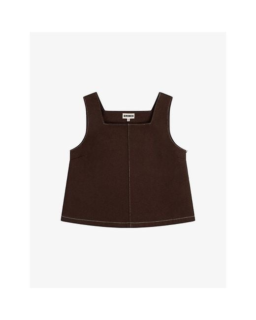 OMNES Brown Kiri Sleeveless Cotton Top