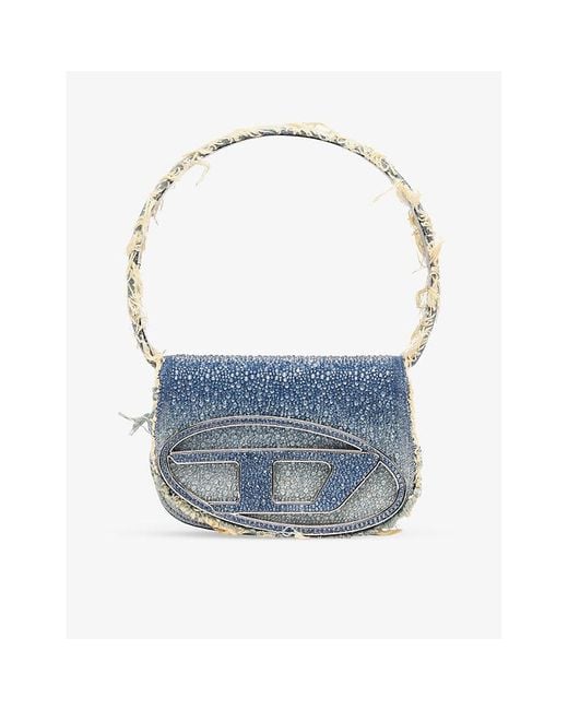 DIESEL Blue 1Dr Iconic Crystal-Embellished Denim Shoulder Bag