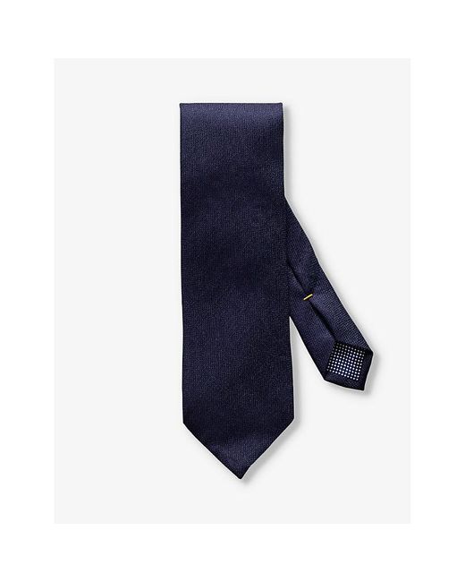 Eton of Sweden Blue Textured Weave Silk And Linen-blend Tie for men