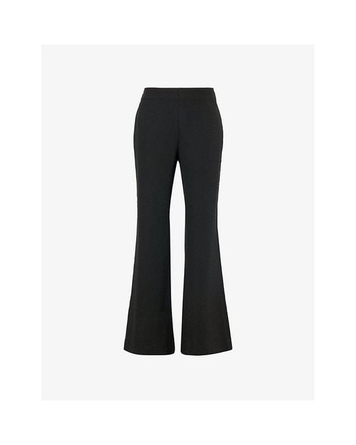 Reformation Black Cameron Flared Straight-Leg Mid-Rise Woven-Blend Trousers