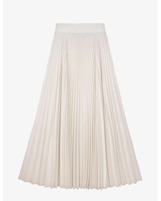 The White Company White Pleated High-rise Recycled-polyester Midi Skirt