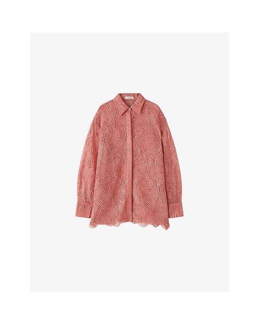 Joseph Red Nyla Relaxed-Fit Lace Blouse