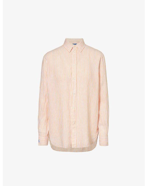 Polo Ralph Lauren Pink Stripe-print Relaxed-fit Linen Shirt