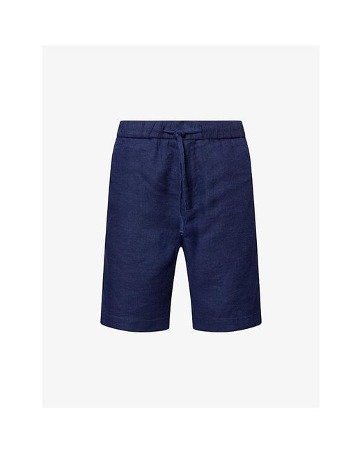 Frescobol Carioca Blue Felipe Elasticated-Waist Linen And Cotton-Blend Shorts for men