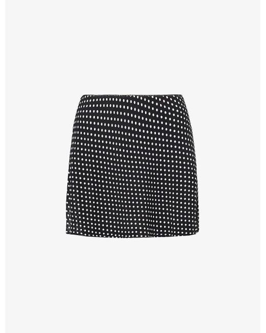 Reformation Black Brandy Polka-dot Woven Mini Skirt X