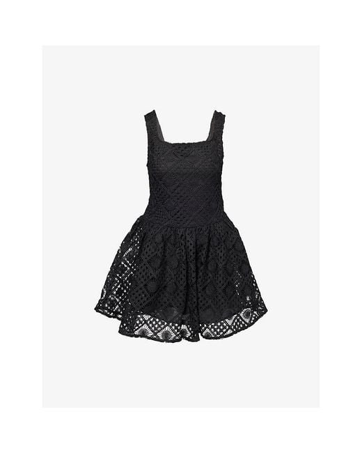 Amy Lynn Black Sylvie Crochet Woven Mini Dress