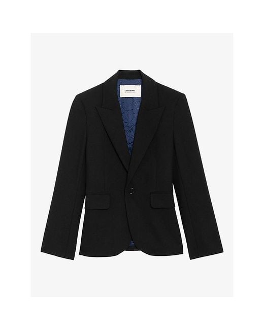 Zadig & Voltaire Black Vavy Rhinestone-Embellished Woven Blazer