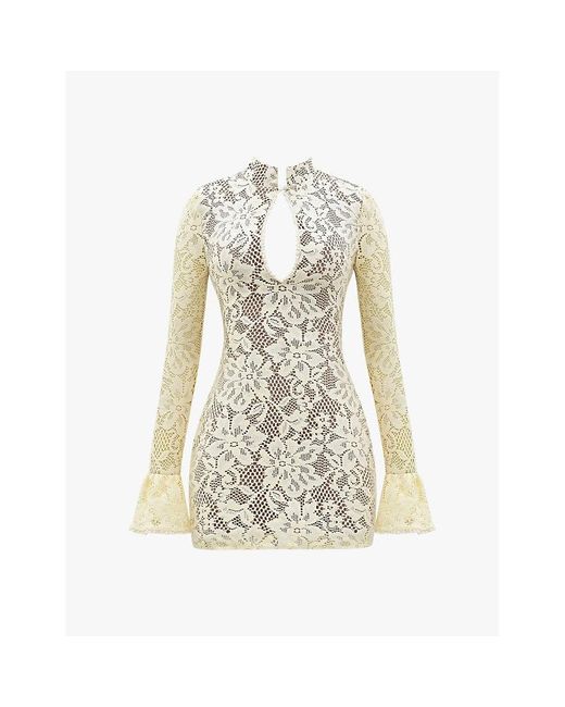 House Of Cb Brianna Cut-Out Keyhole Lace Mini Dress in White | Lyst