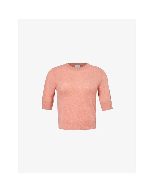 LeKasha Pink Cropped Short-sleeved Organic-cashmere Jumper