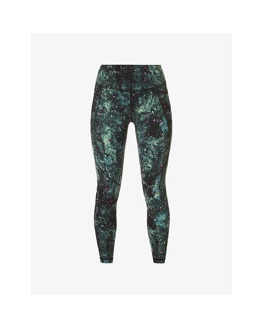 Sweaty Betty Green Power 7/8 Graphic-Print High-Rise Stretch-Jersey Leggings