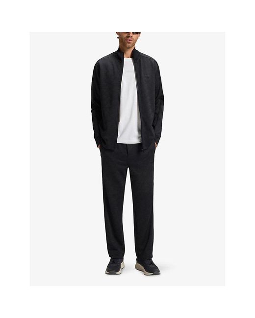 Boss Blue Quilted Jacquard Regular-Fit Woven Sweatshirt for men