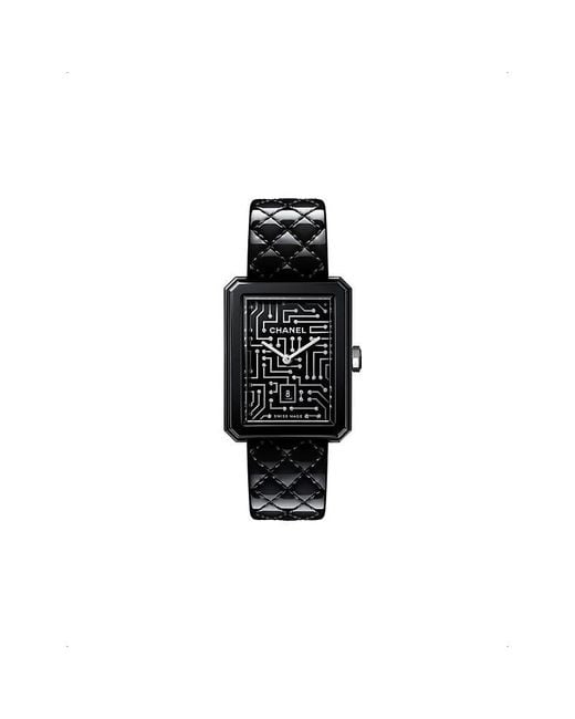 Chanel Black H7946 Boy·Friend Cyberdata Steel And 0.08Ct Round-Brilliant Diamond Quartz Watch