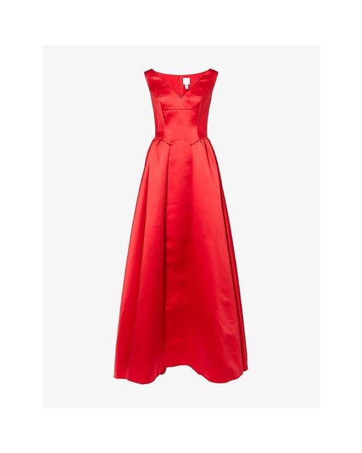 Huishan Zhang Juniper Structured Satin Maxi Dress