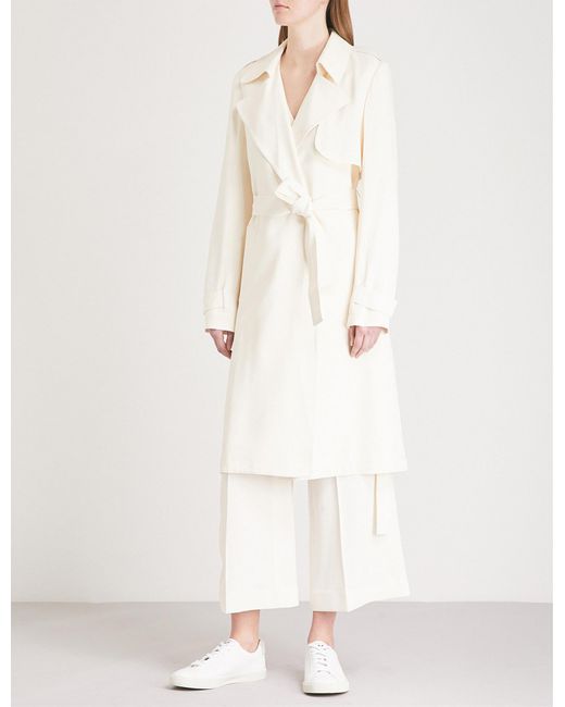 Theory White Oaklane Crepe Trench Coat
