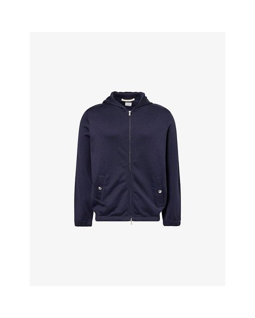 Eleventy Blue Relaxed-Fit Zip-Up Cotton-Jersey Hoody for men