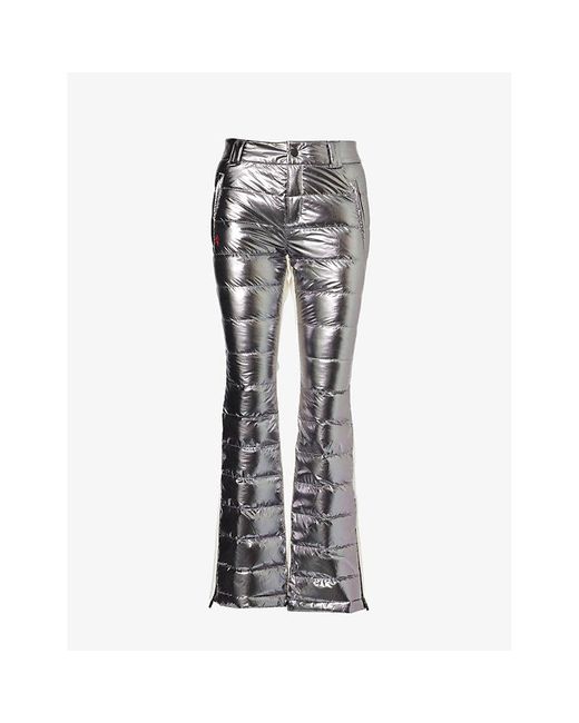 Perfect Moment Gray Talia Quilted Straight-leg Mid-rise Shell Ski Trousers