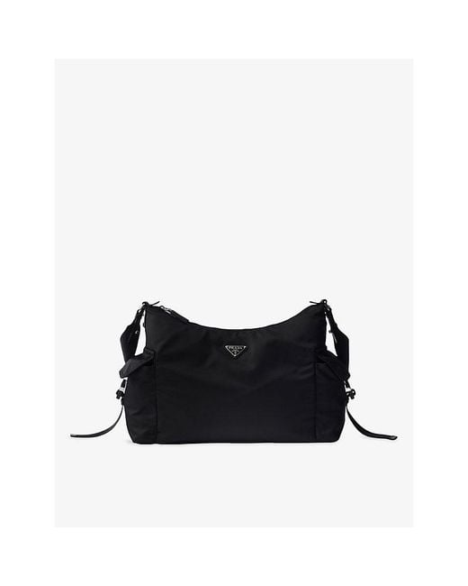 Prada Black Explore Re-Nylon Woven Shoulder Bag for men