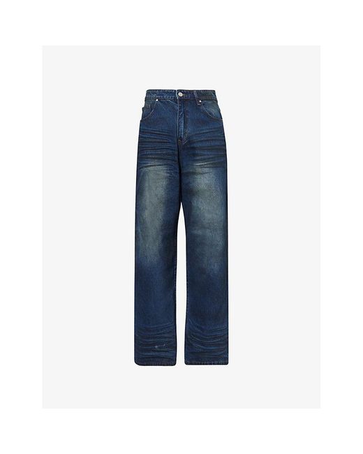 Basket Case Blue Lax Wide-Leg Denim Jeans for men