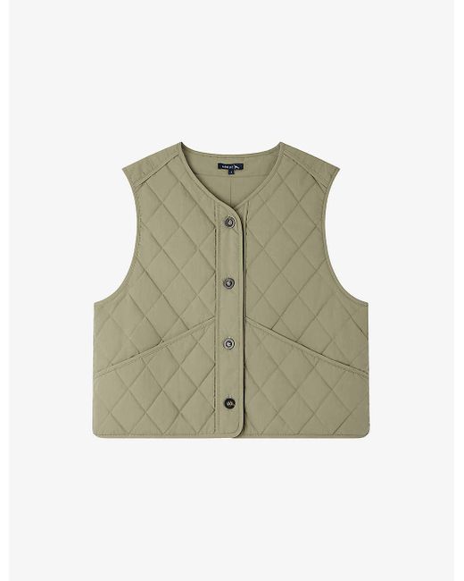 Soeur Green Ulla Relaxed-fit Quilted Cotton Sleeveless Jacket