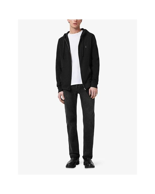 AllSaints Black Brace Zipped Cotton-Jersey Hoody for men