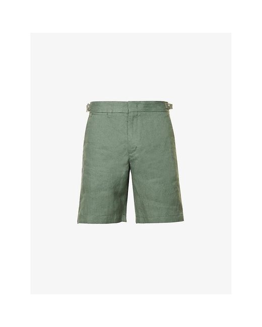 Orlebar Brown Green Norwich Side-adjuster Linen Shorts for men