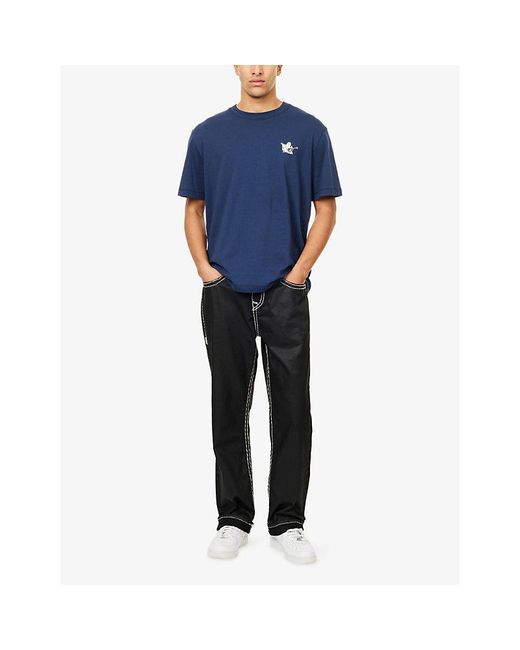 True Religion Blue World Tour Graphic-Print Short-Sleeve Cotton T-Shirt for men