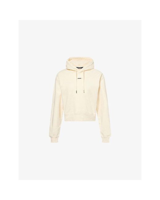 Jacquemus White Le Hoodie Grosgrain-Tab Cotton-Jersey Hoody