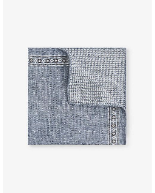Reiss Blue Cataldo Reversible Silk Pocket Square for men