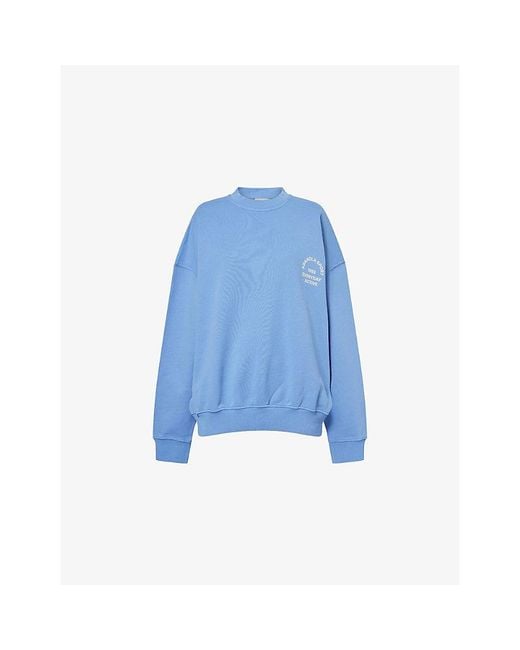 ADANOLA Blue Everyday Active Oversized Cotton Sweatshirt