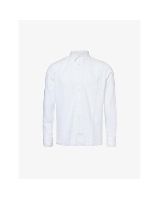 Vilebrequin White Caroubis Logo-Embroidered Linen Shirt for men