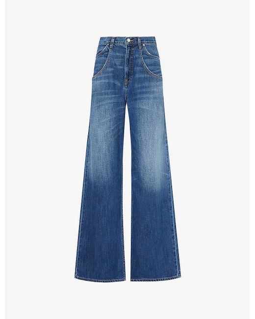 EB DENIM Blue Tasca baggy High-rise Wide-leg Jeans