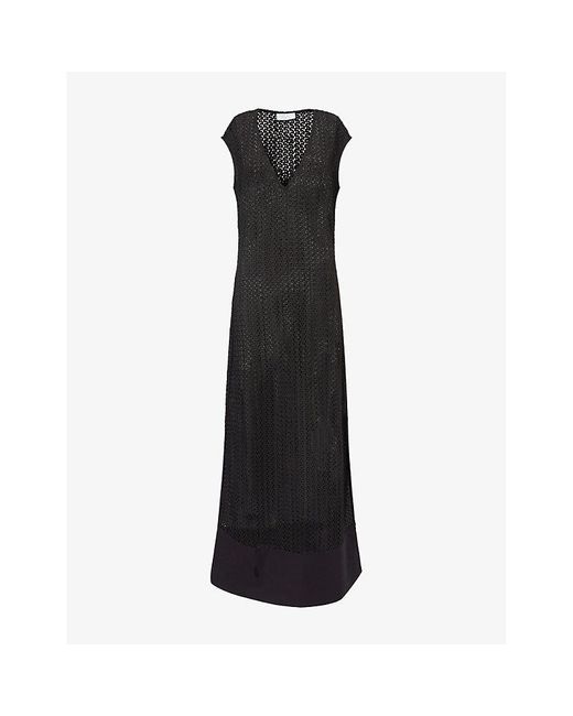 Seafolly Black Crochet Sleeveless Knitted Maxi Dress