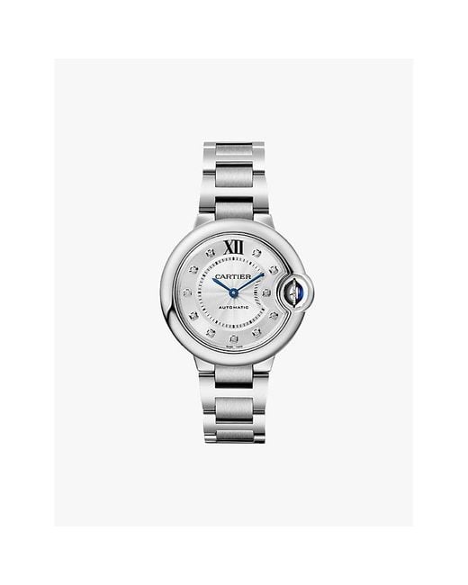 Cartier White Crw4Bb0021 Ballon Bleu De And 0.05Ct Diamond Mechanical Watch