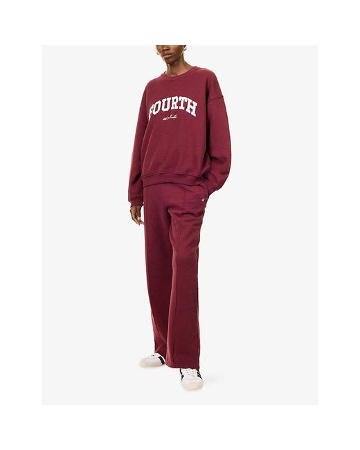 4th & Reckless Red Trey Oversized Cotton-Jersey Sweatshirt